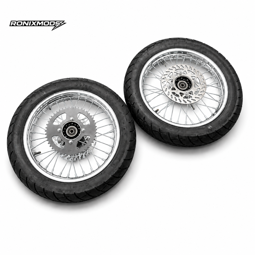CHROME or BLACK 14" Supermoto Wheelsets